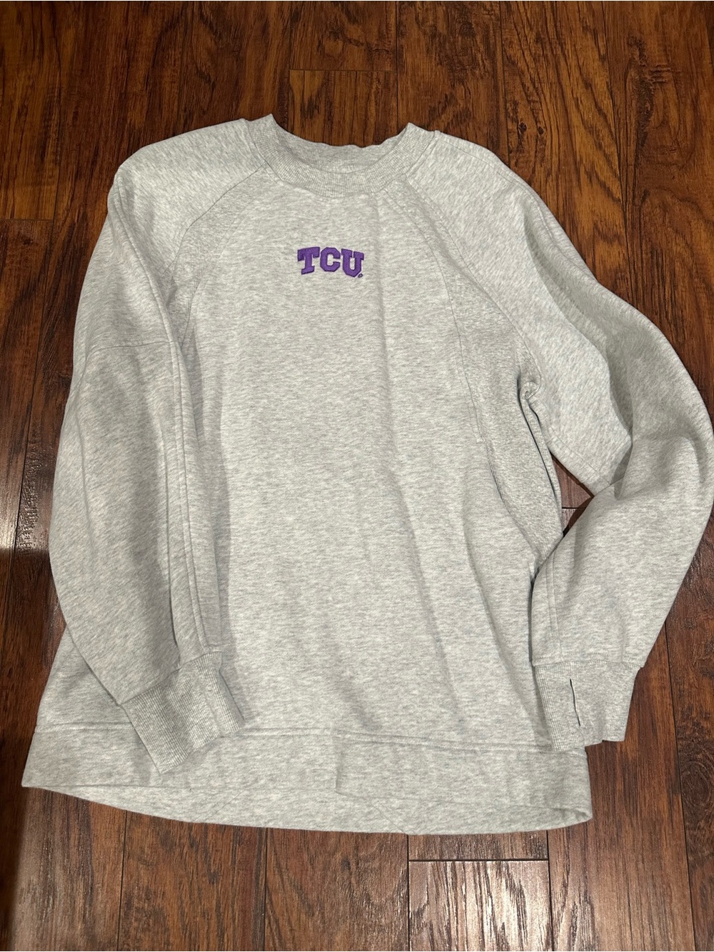 lululemon athletica Gray Crewneck Sweatshirt with Purple TCU Embroidery. XS/S